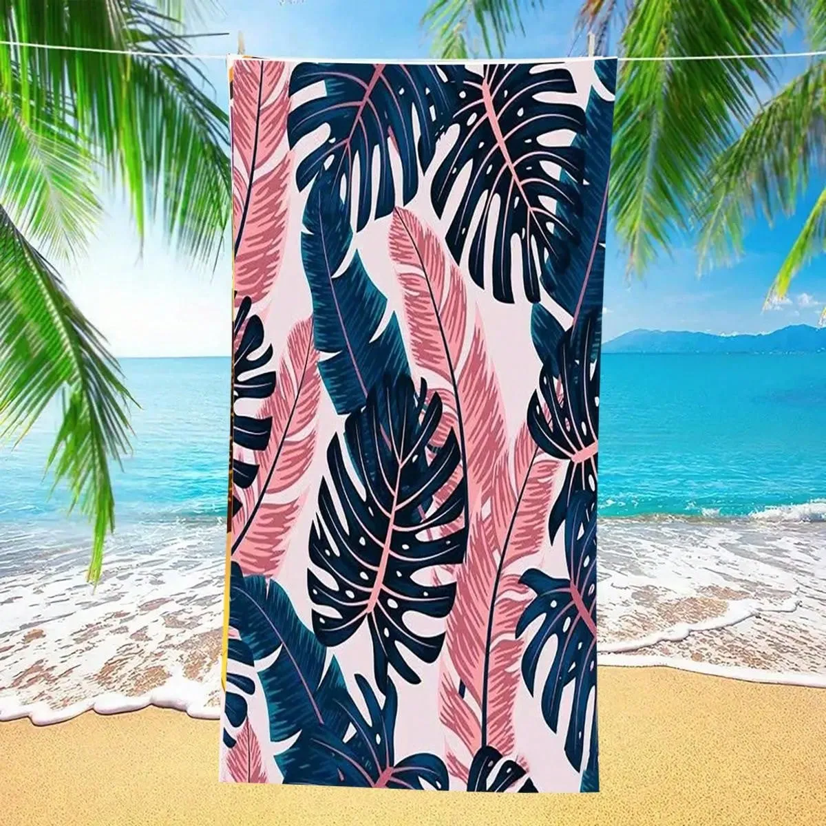 1pc Outdoor Camping Turtle Back Leaf Beach Towel Fast Dry Sunscreen Shawl Sports Yoga Towel, Sand-Free And High Definition Digital Print Towel