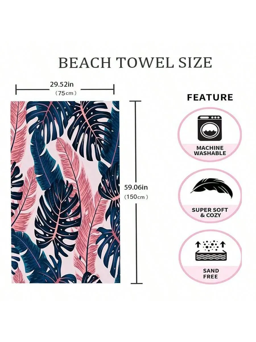 1pc Outdoor Camping Turtle Back Leaf Beach Towel Fast Dry Sunscreen Shawl Sports Yoga Towel, Sand-Free And High Definition Digital Print Towel