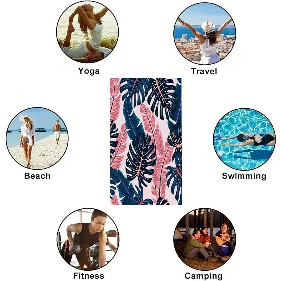 1pc Outdoor Camping Turtle Back Leaf Beach Towel Fast Dry Sunscreen Shawl Sports Yoga Towel, Sand-Free And High Definition Digital Print Towel