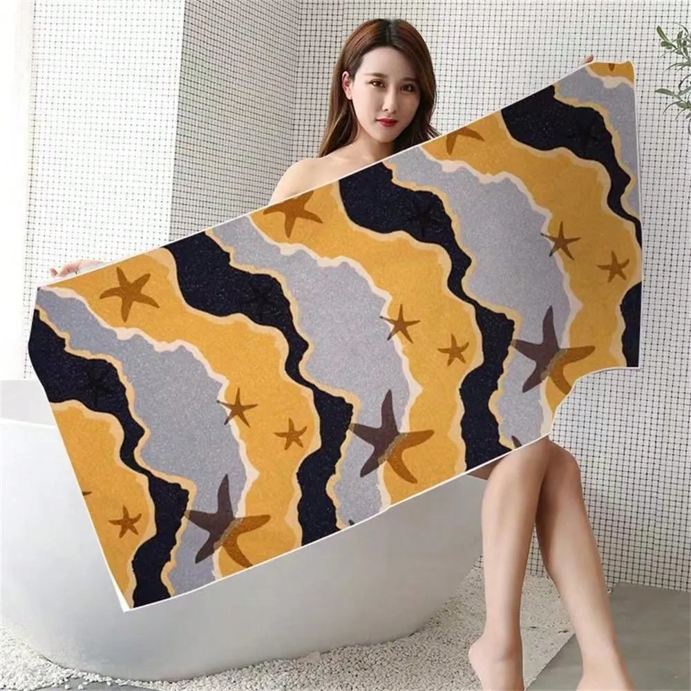 1pc Printed Quick-Drying Summer Beach Towel Wrap Towel, Double-Sided Flannel Swimming Bath Towel, Hotel Towel 140cm*70cm, Sand-Resistant, Quick-Drying, Soft And Absorbent, Pool Towel, Swim Towel, For Sports, Yoga, Swimming, Hiking, Bathing, Travel, Pool,