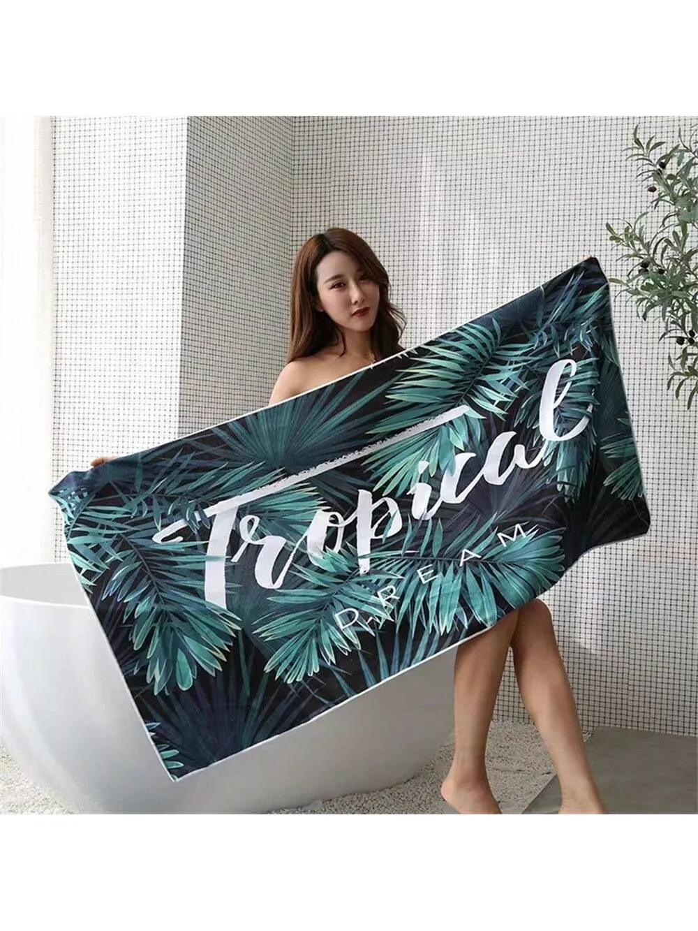 1pc Printed Quick-Drying Summer Beach Towel Wrap Towel, Double-Sided Flannel Swimming Bath Towel, Hotel Towel 140cm*70cm, Sand-Resistant, Quick-Drying, Soft And Absorbent, Pool Towel, Swim Towel, For Sports, Yoga, Swimming, Hiking, Bathing, Travel, Pool,