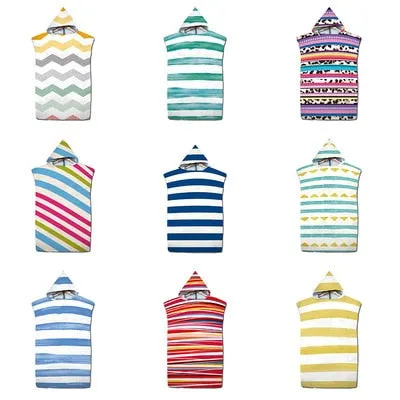 Adult Diving Suit Changing Robes Beach Poncho Towel Striped Pattern Microfiber Quick Drying Bath Hoooded Towels Bathrobe