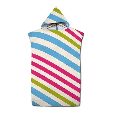 Adult Diving Suit Changing Robes Beach Poncho Towel Striped Pattern Microfiber Quick Drying Bath Hoooded Towels Bathrobe
