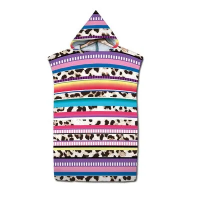 Adult Diving Suit Changing Robes Beach Poncho Towel Striped Pattern Microfiber Quick Drying Bath Hoooded Towels Bathrobe