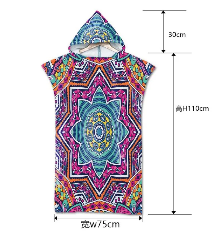Adult Diving Suit Changing Robes Beach Poncho Towel Striped Pattern Microfiber Quick Drying Bath Hoooded Towels Bathrobe
