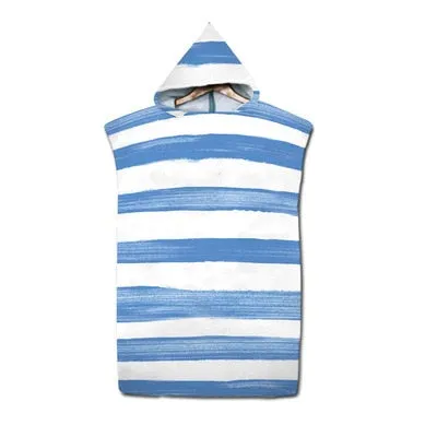 Adult Diving Suit Changing Robes Beach Poncho Towel Striped Pattern Microfiber Quick Drying Bath Hoooded Towels Bathrobe