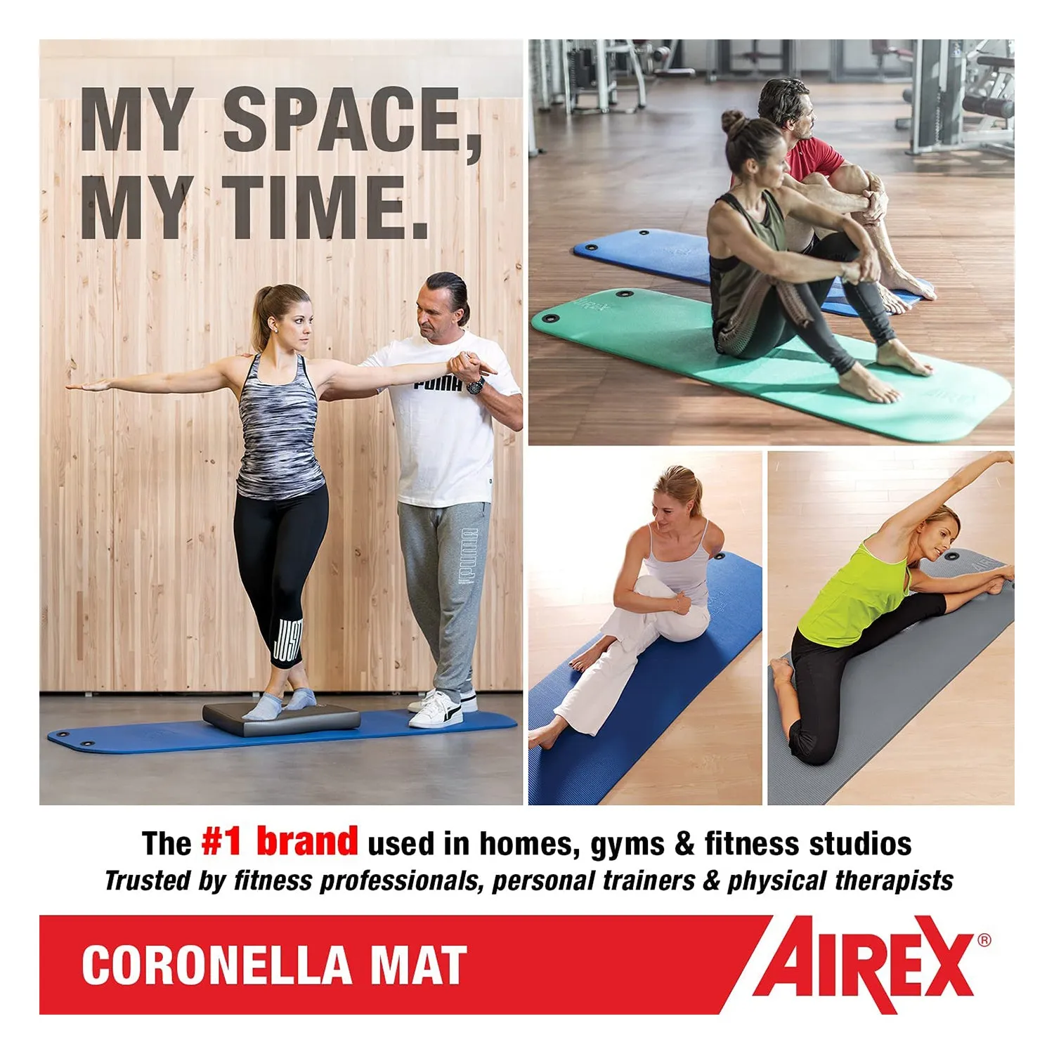 AIREX Coronella Foam Fitness Mat With Grommets for Yoga & More, Blue (Used)