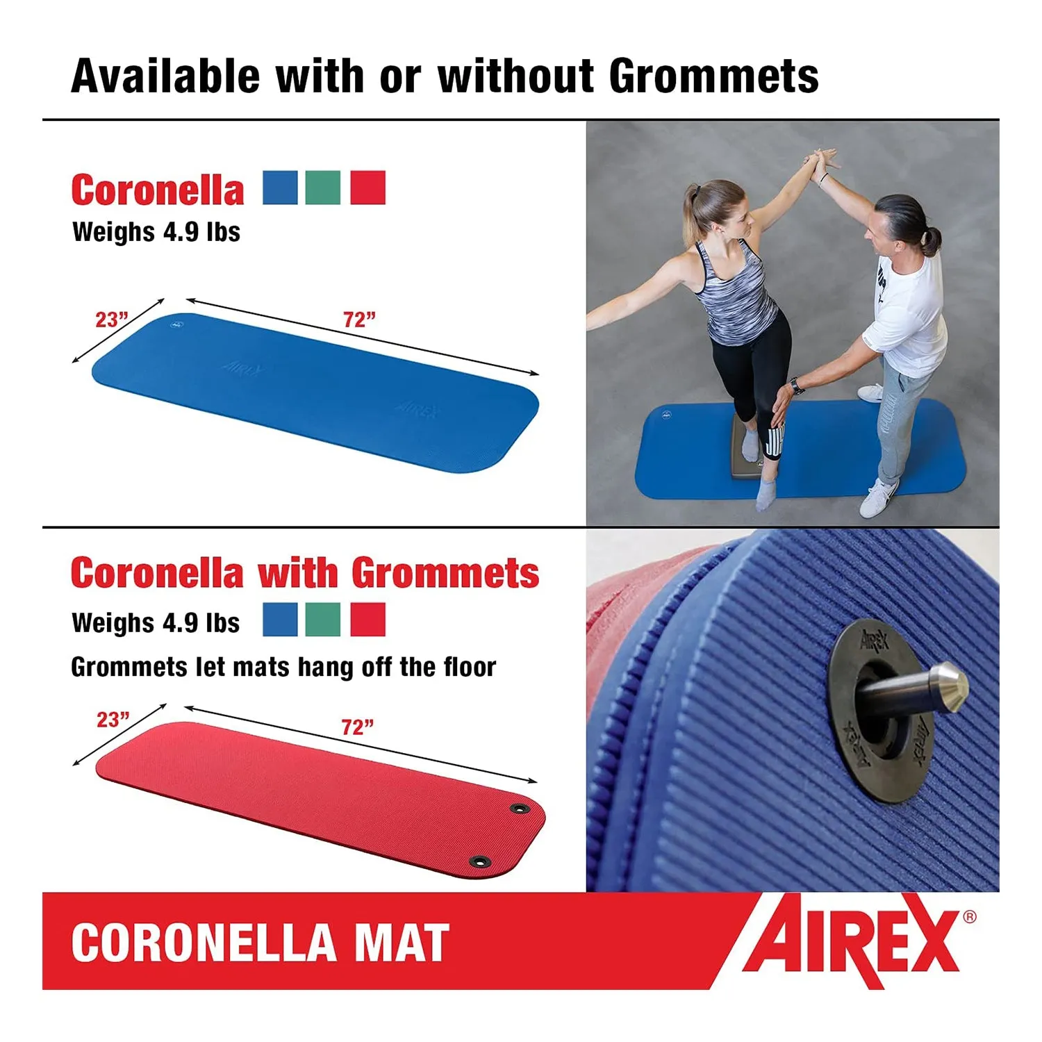 AIREX Coronella Foam Fitness Mat With Grommets for Yoga & More, Blue (Used)