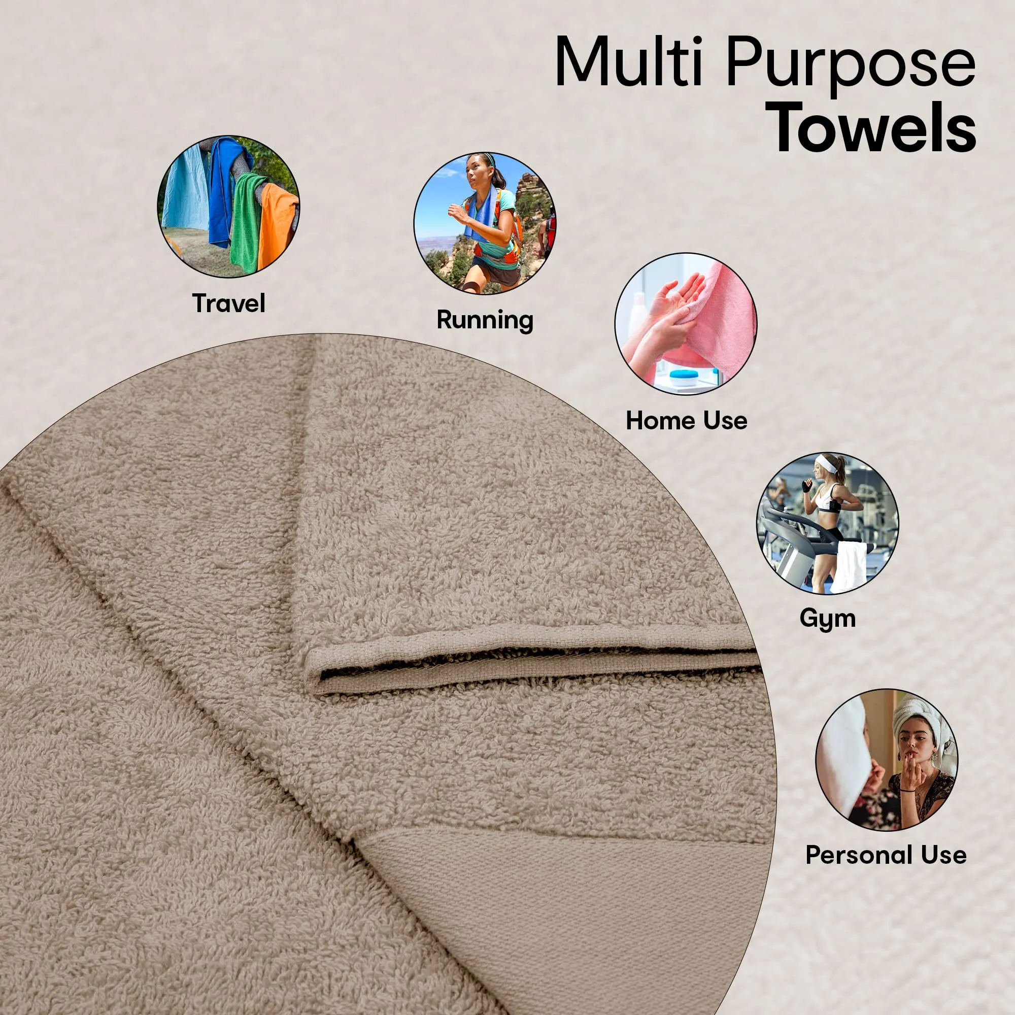 Anko Australia 100% Cotton Malmo 550 GSM | Light Gray Bath Towel | 150 x 75 cm Extra Large Bath Towel | Soft, Absorbent, Quick Dry, Fade-Resistant Face Towels | Travel, Gym, Salon Towel (Pack of 2)