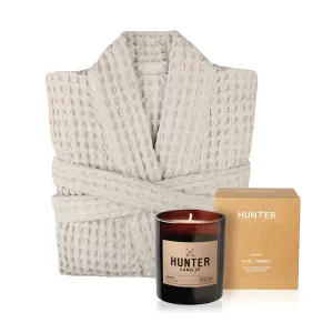 Big Waffle Bathrobe   Candle Gift Set