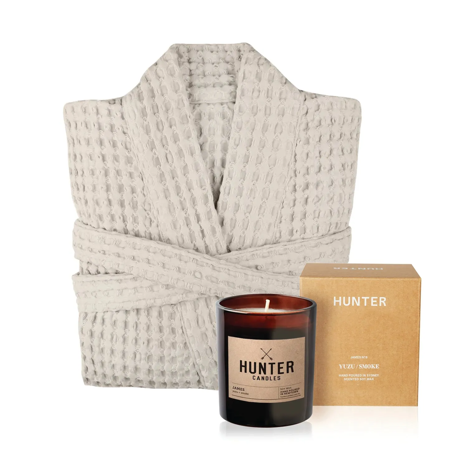 Big Waffle Bathrobe   Candle Gift Set
