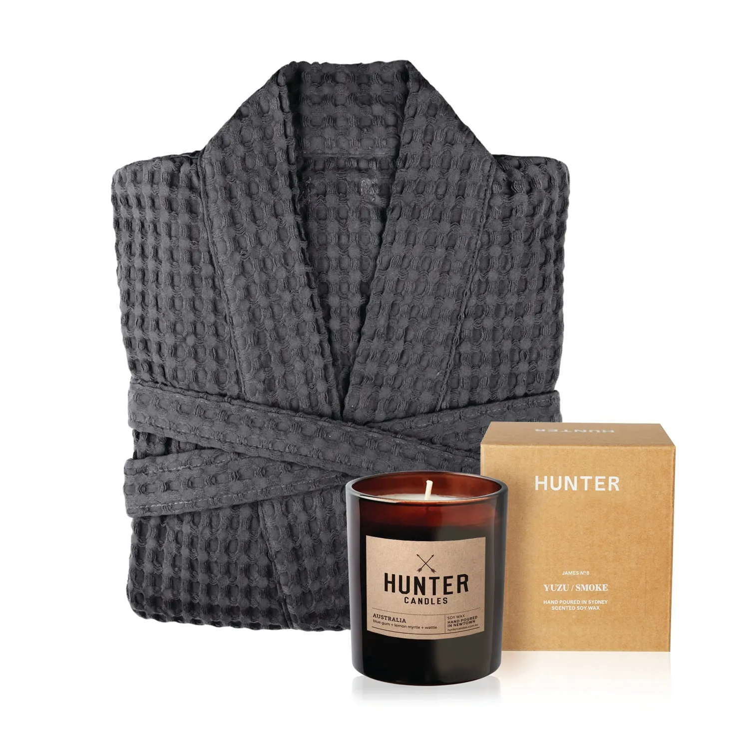 Big Waffle Bathrobe   Candle Gift Set