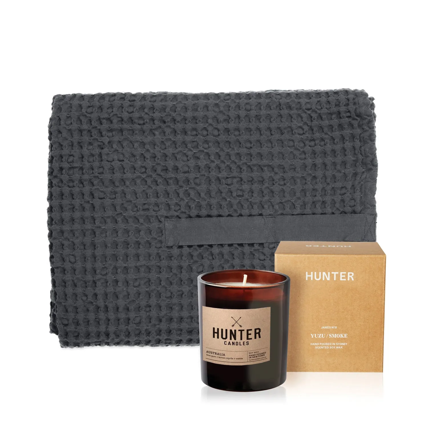 Big Waffle Towel & Candle Gift Set