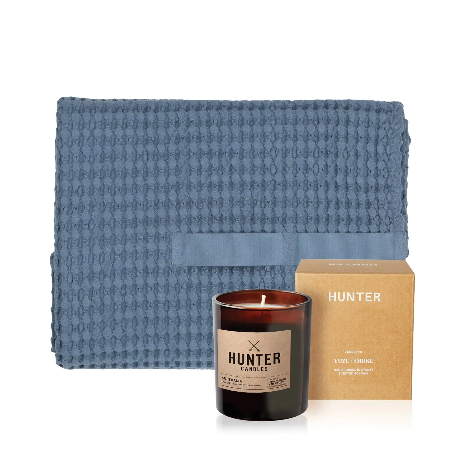 Big Waffle Towel & Candle Gift Set