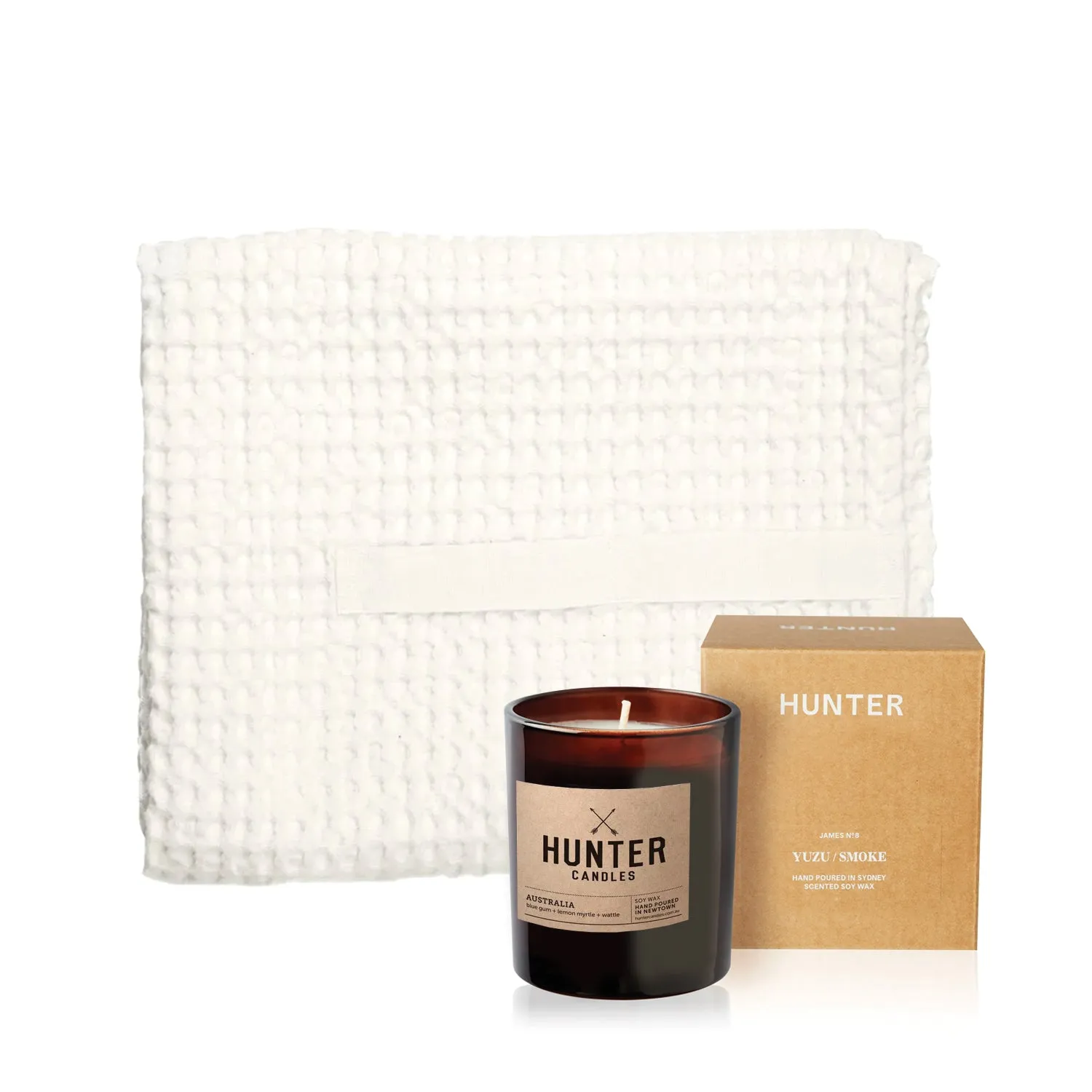 Big Waffle Towel & Candle Gift Set