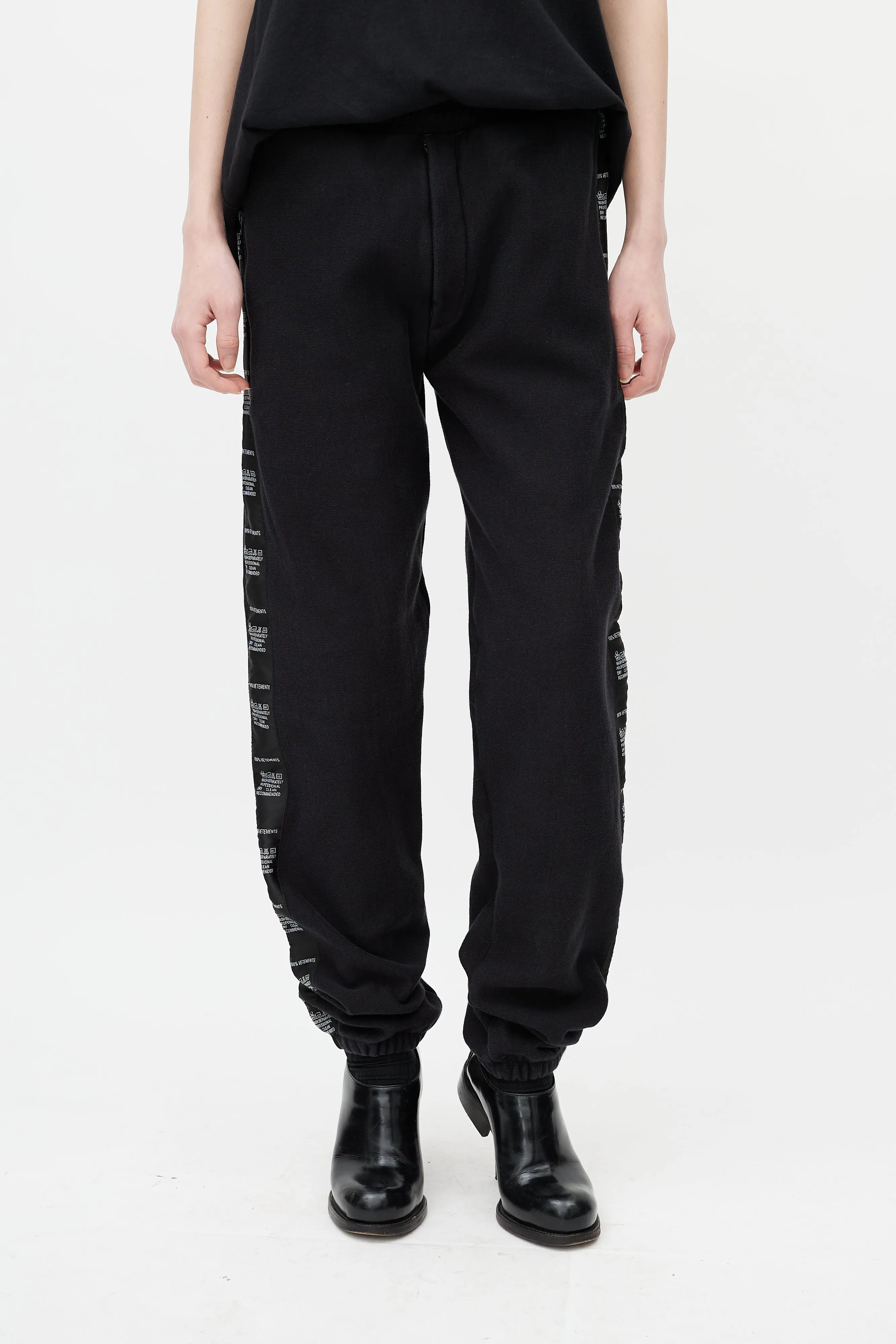 Black & White Logo Stripe Sweat Pant