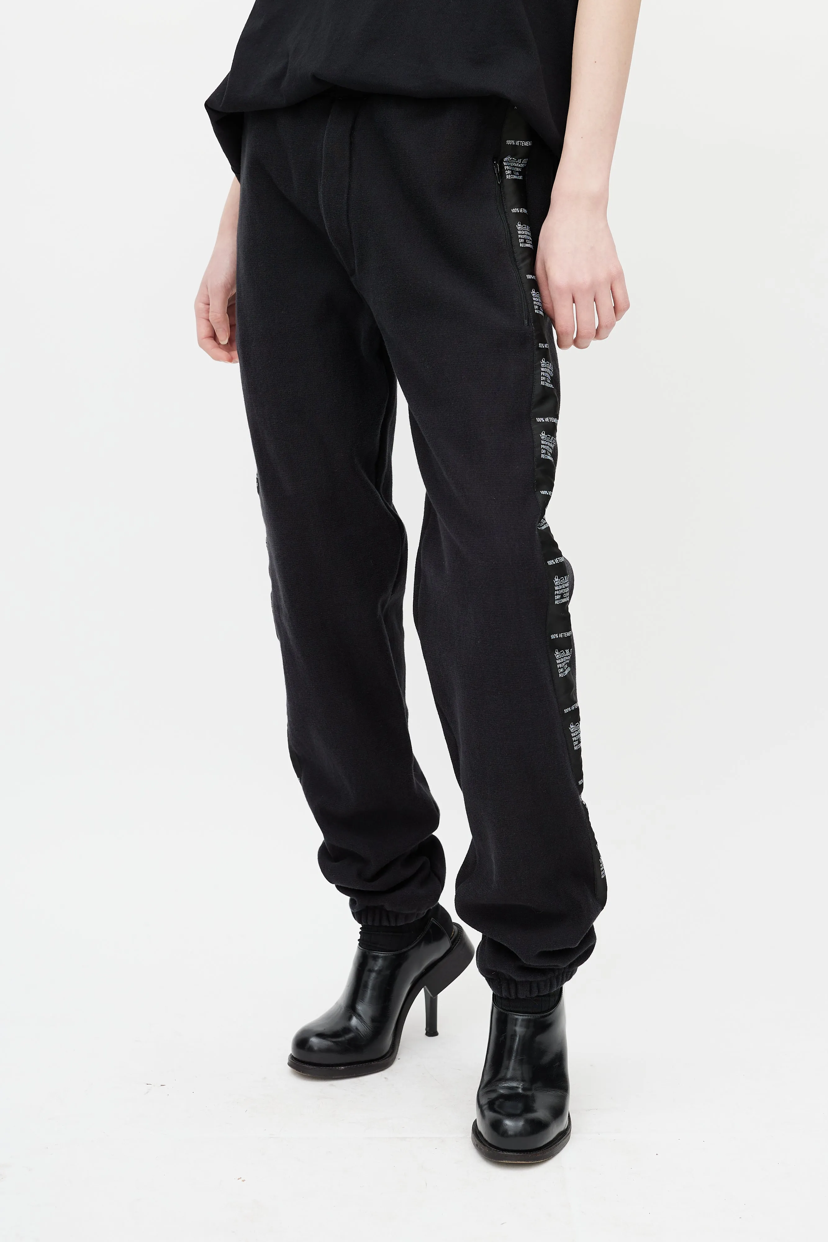 Black & White Logo Stripe Sweat Pant
