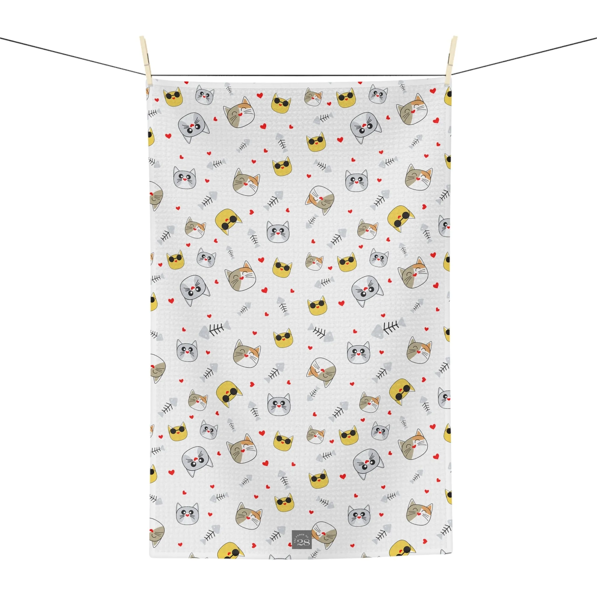 Cat Faces Tea Towel