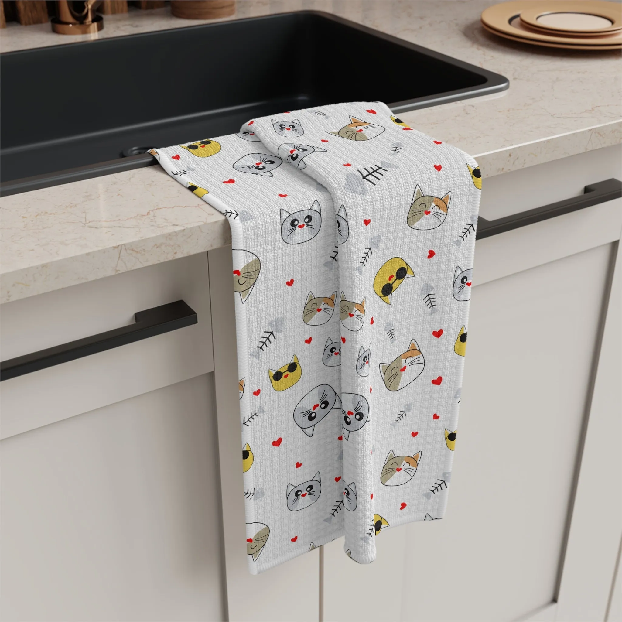 Cat Faces Tea Towel