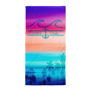 Coastal Crue Sunset Palms Beach Towel