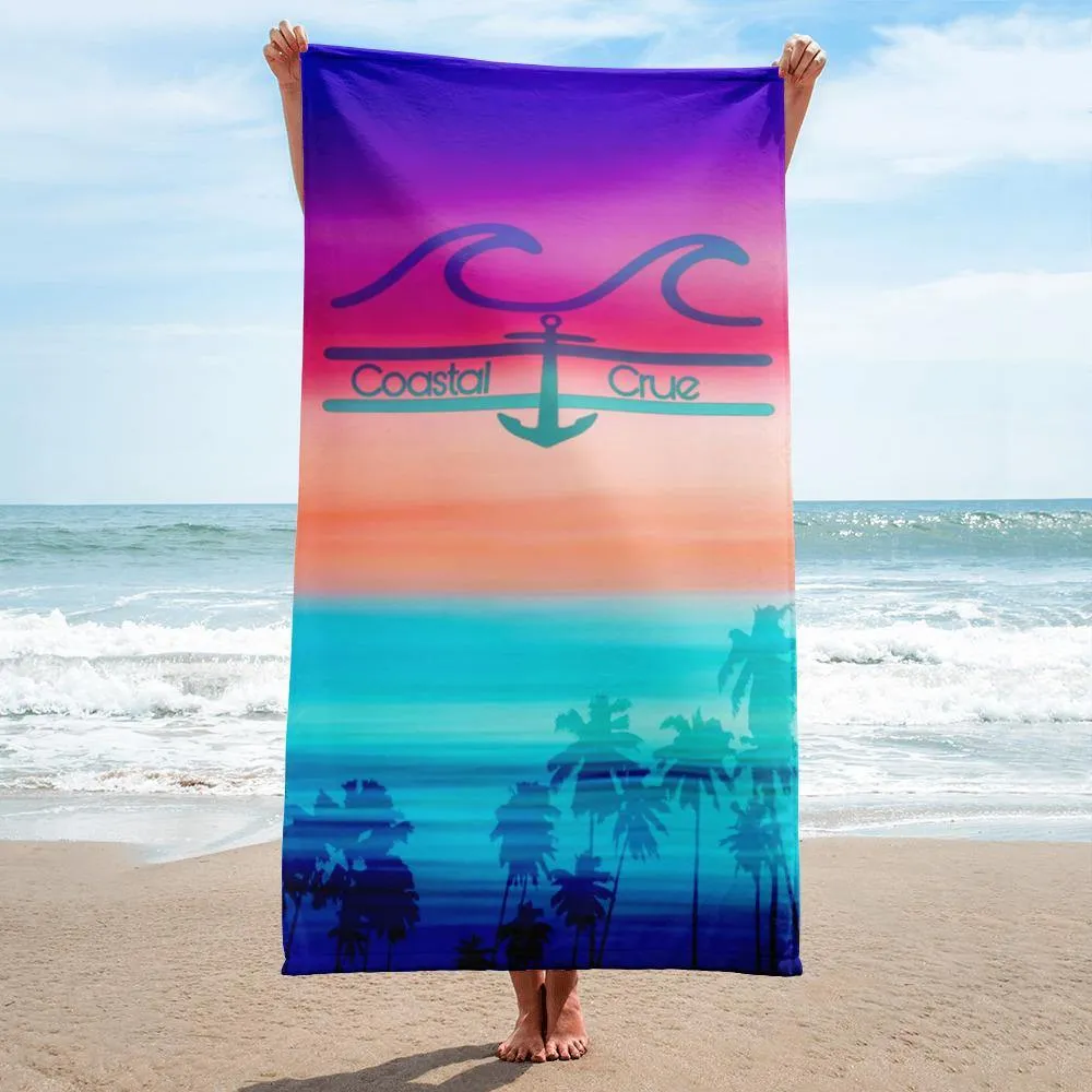Coastal Crue Sunset Palms Beach Towel