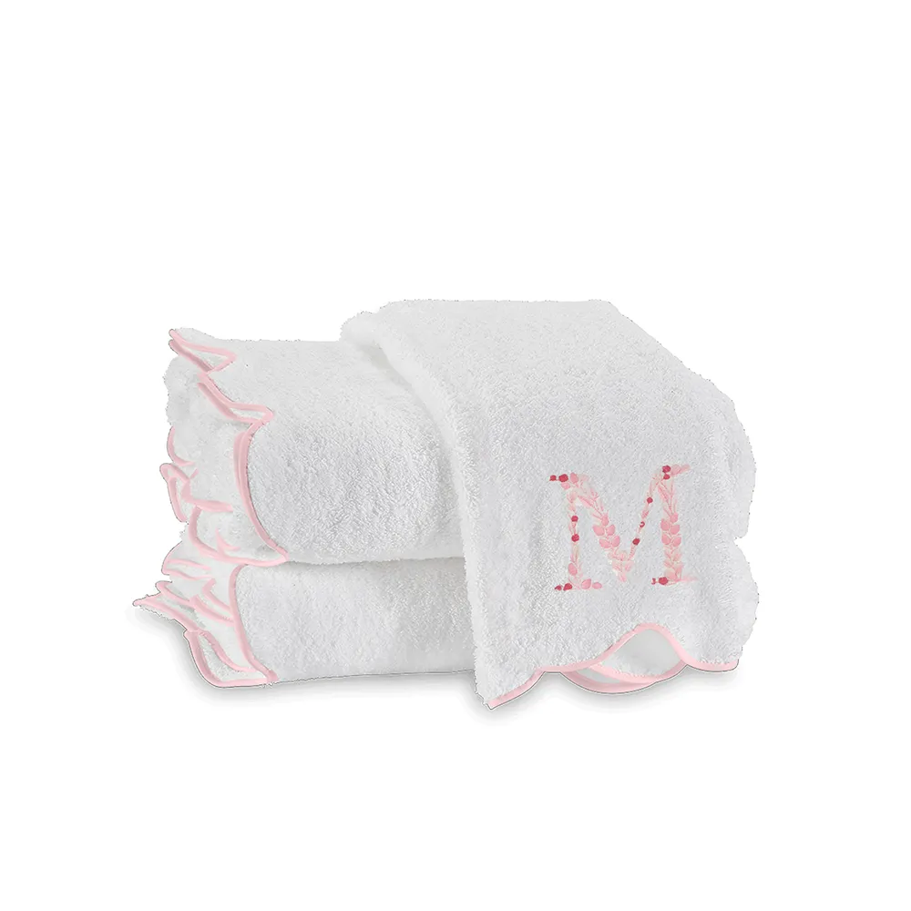Flowering Vine Monogram on Cairo Scallop Customizable Towel
