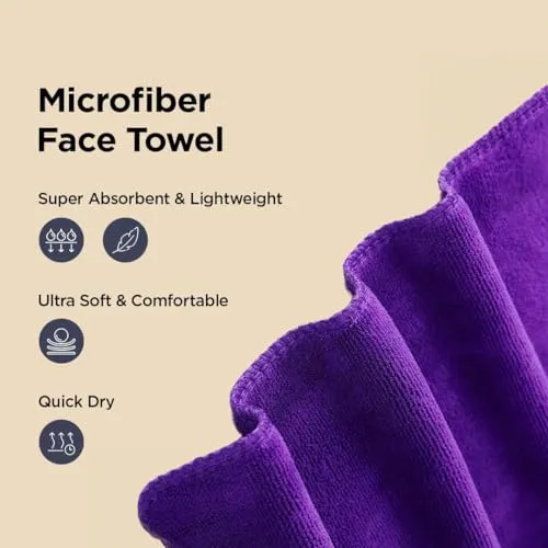 Homestic Pack of 3 Face Towel | Microfiber Hand Towel | Antibacterial Face Towel | Hair & Face Towel for Man | 400 GSM Towel | SHXS40602 | Purple