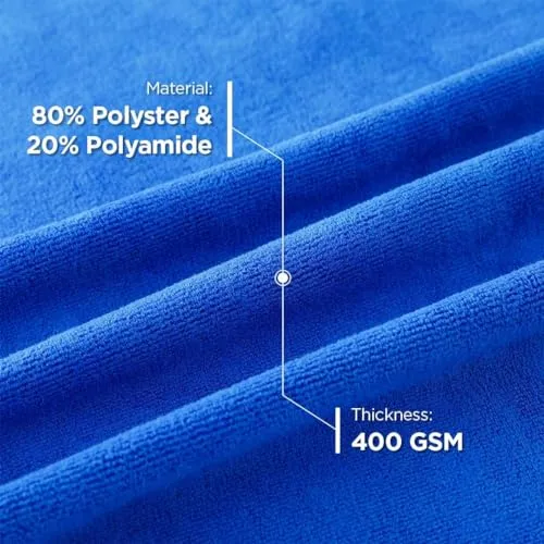 Homestic Pack of 4 Face Towel | Microfiber Hand Towel | Antibacterial Face Towel | Hair & Face Towel for Man | 400 GSM Towel | SHXS.. | Blue