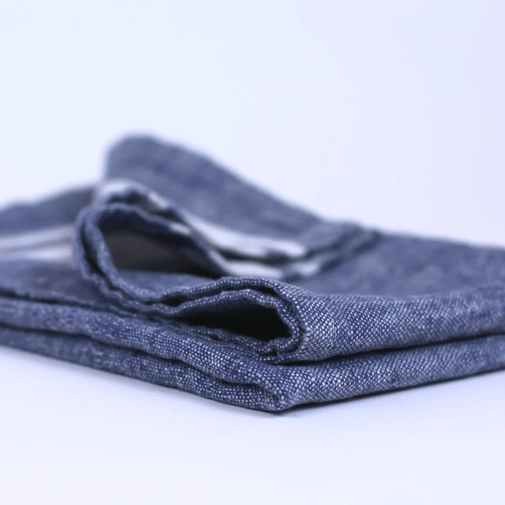 Linen Hand Towel - Stonewashed - Blue with White Stripes - Luxury Thick Linen