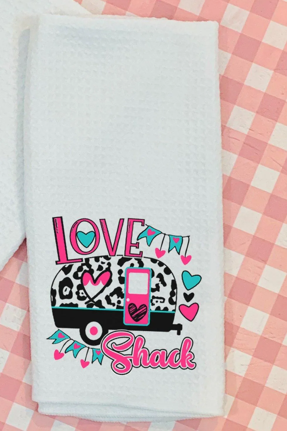 LOVE SHACK WAFFLE KITCHEN TOWEL