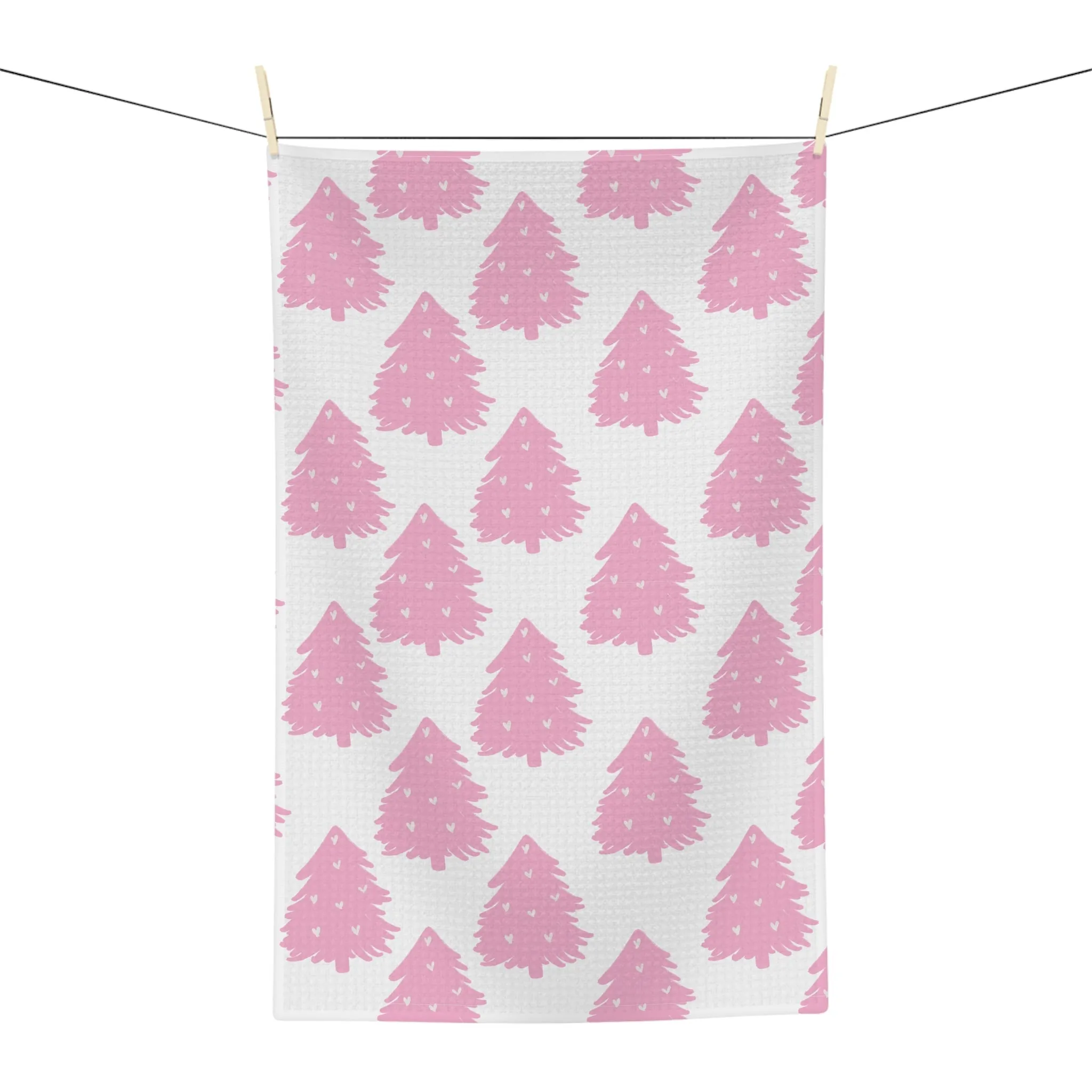 Pink Christmas Tree Tea Towel