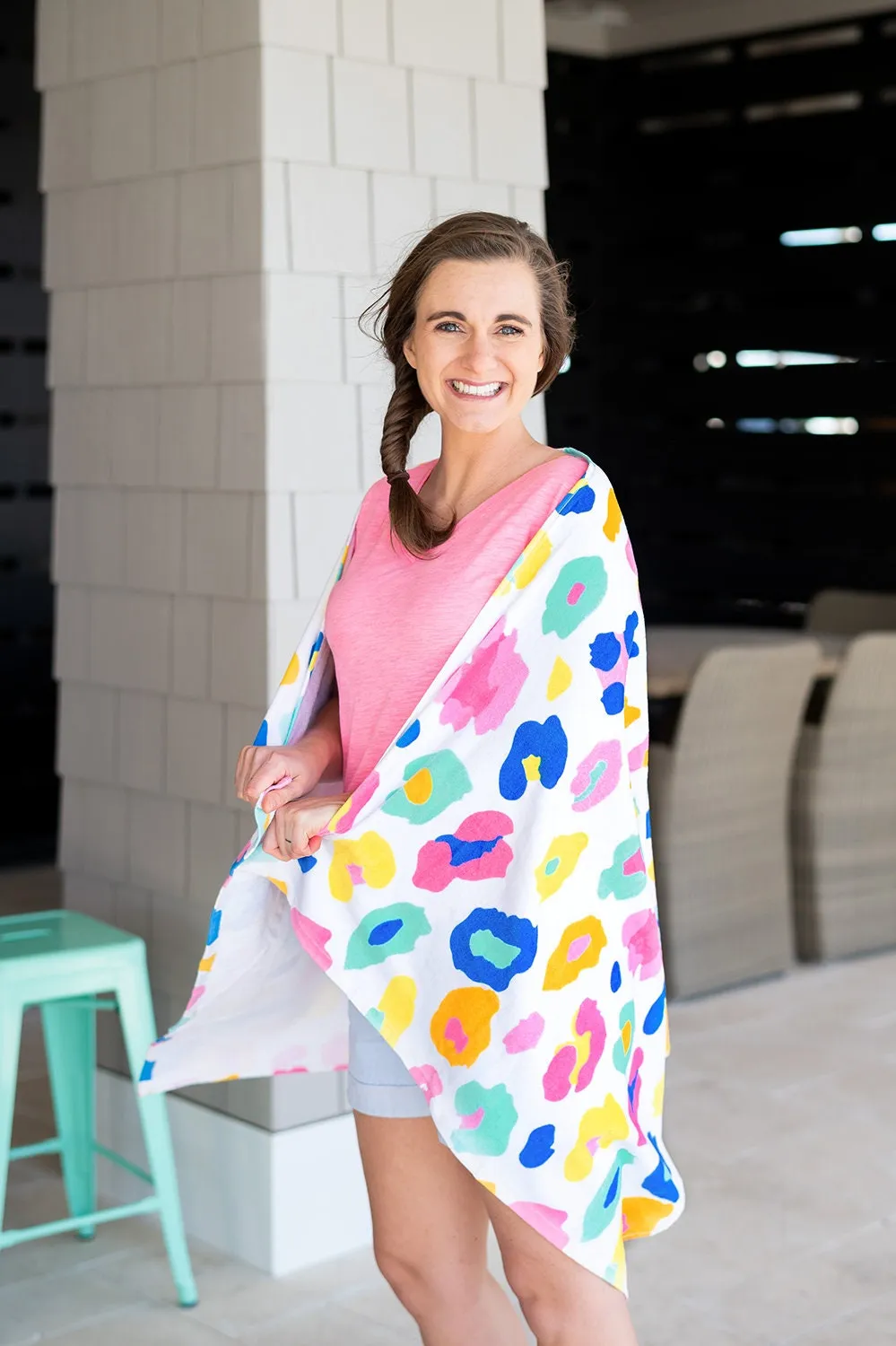 Rainbow Leopard Beach Towel