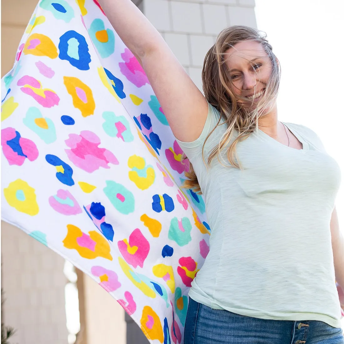 Rainbow Leopard Beach Towel