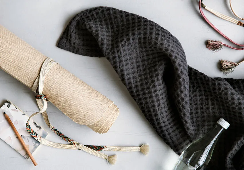 The Organic Company Big Waffle Towel & Blanket Dark Grey